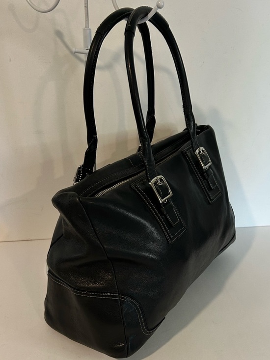 Coach Black Leather Satchel Shoulder Bag Buckle Classic Structured bag - Picture 4 of 10